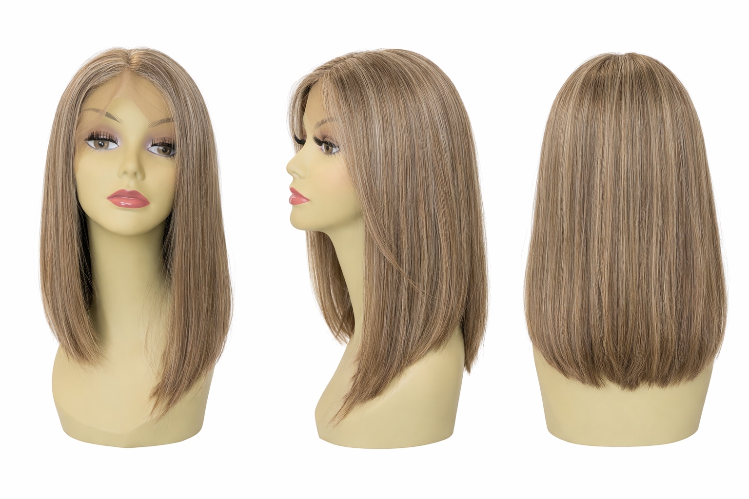 #51 Californien beige — Perruque synthétique lisse 30 cm — Front Lace Wig