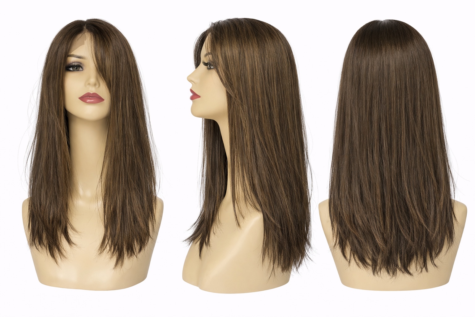 #10 Blond foncé — Perruque synthétique lisse 40 cm — Front Lace Wig