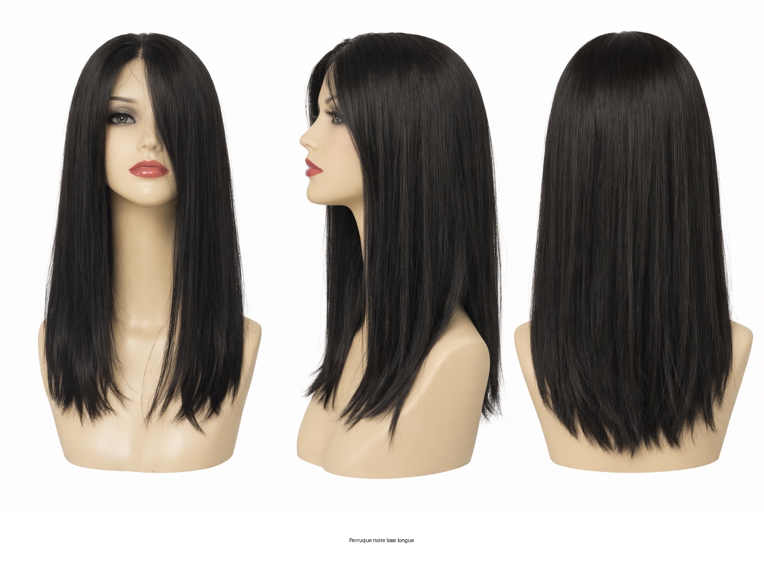 Perruque synthétique lisse Noir — 45 cm — Front Lace Wig