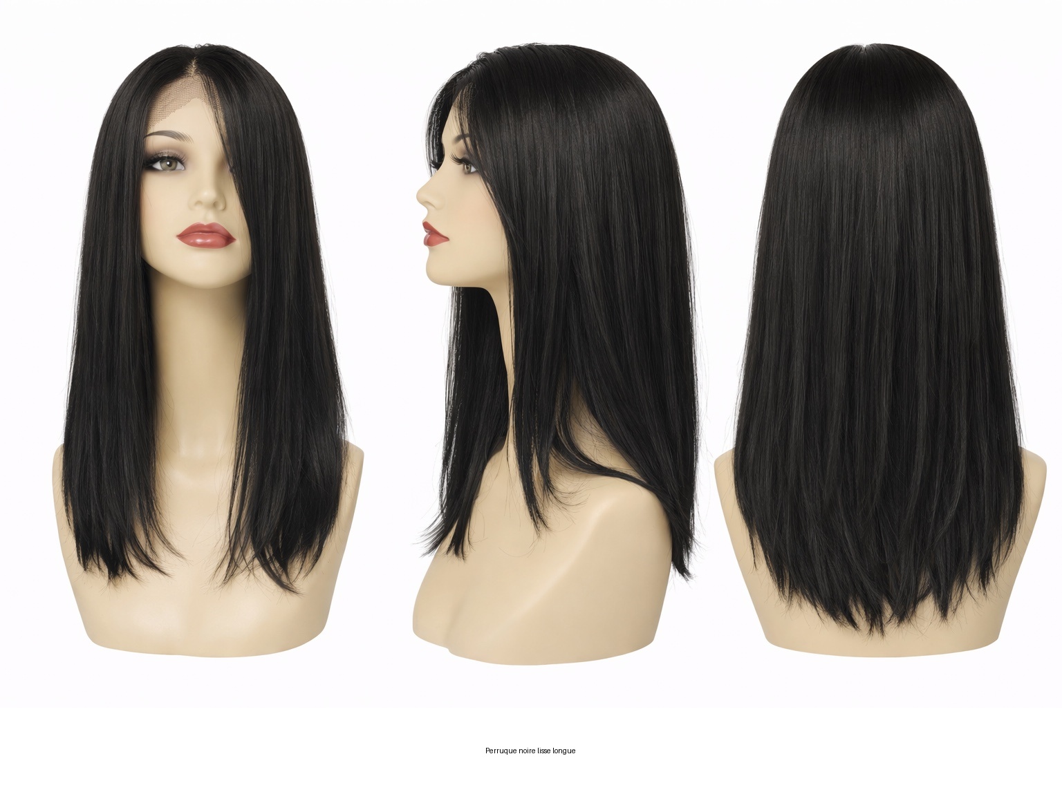 #2 Brun — Perruque synthétique lisse 50 cm — Front Lace Wig