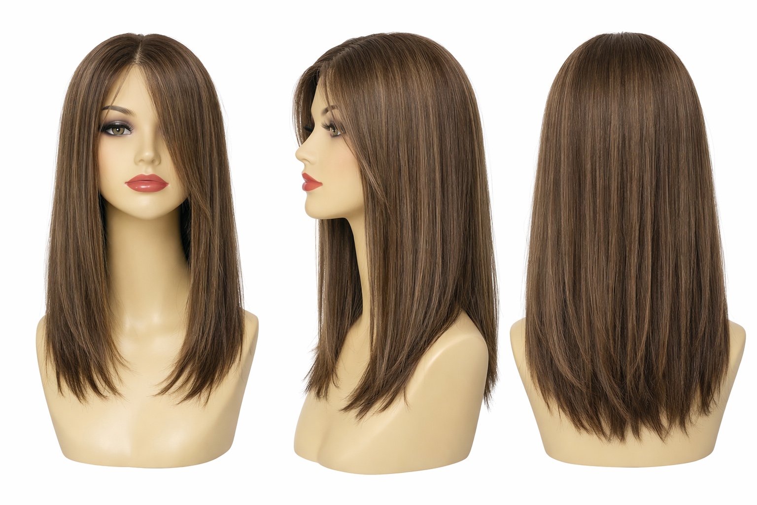 Perruque synthétique lisse Blond — 55 cm — Front Lace Wig
