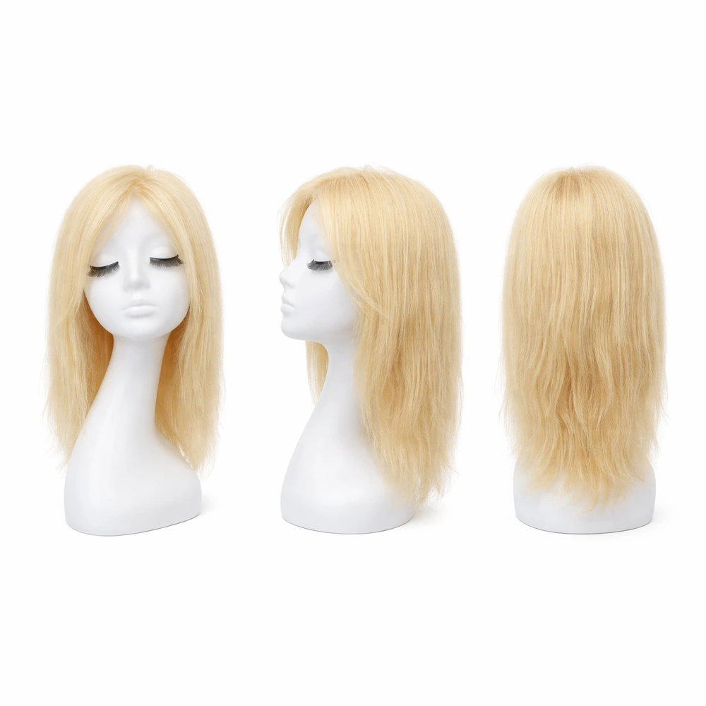 Perruque naturelle lisse Blond blanc — 30 cm — Front Lace Wig – Image 2