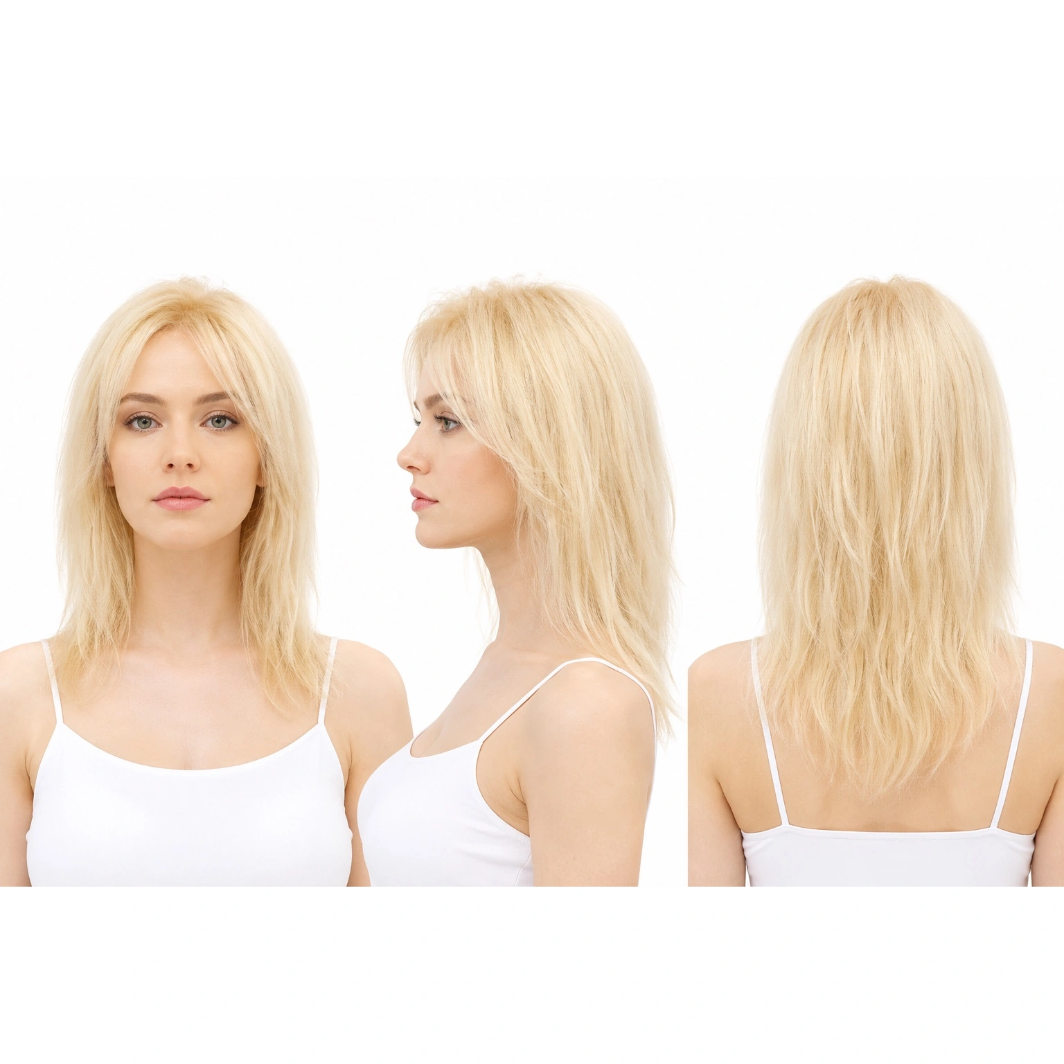 Perruque naturelle lisse Blond blanc — 30 cm — Front Lace Wig