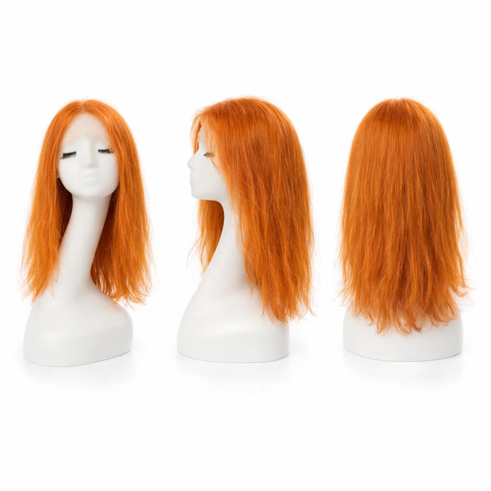 Perruque naturelle lisse Cuivré clair — 45 cm — Front Lace Wig – Image 2