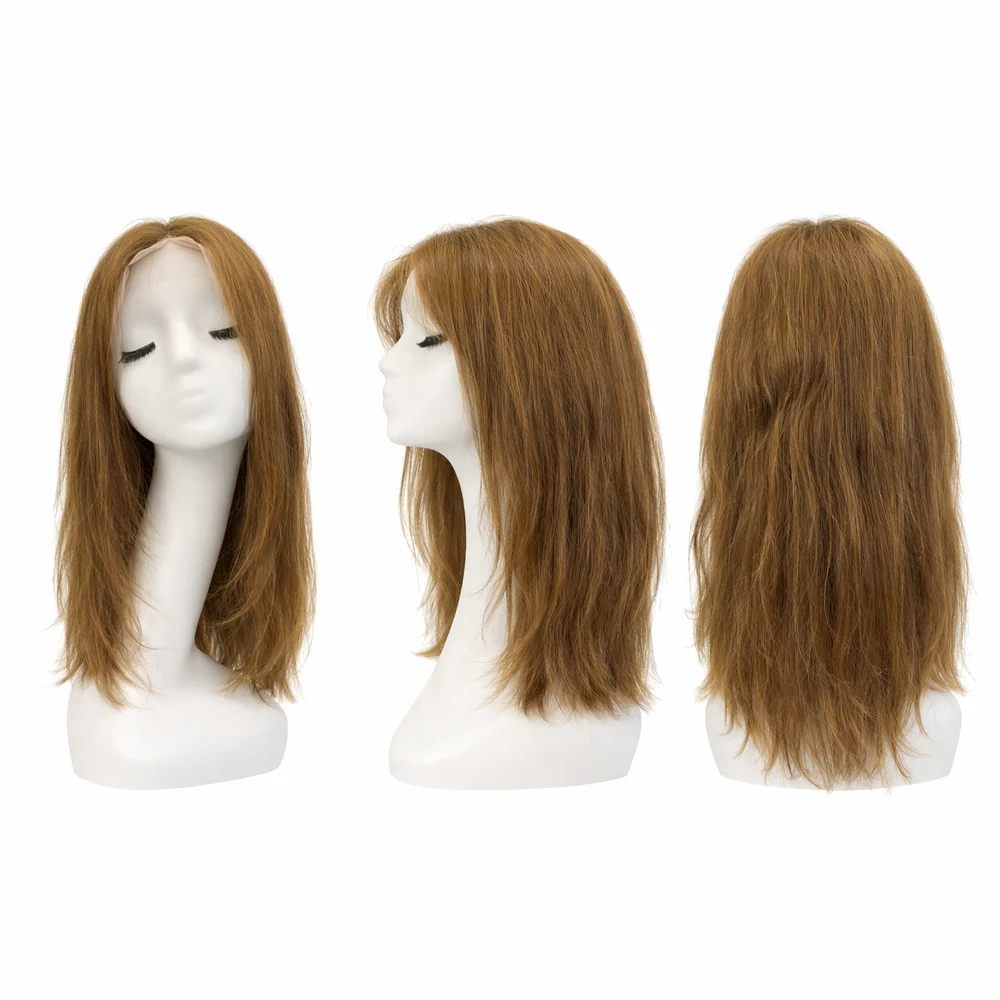 Perruque naturelle lisse Noisette — 50 cm — Front Lace Wig – Image 2