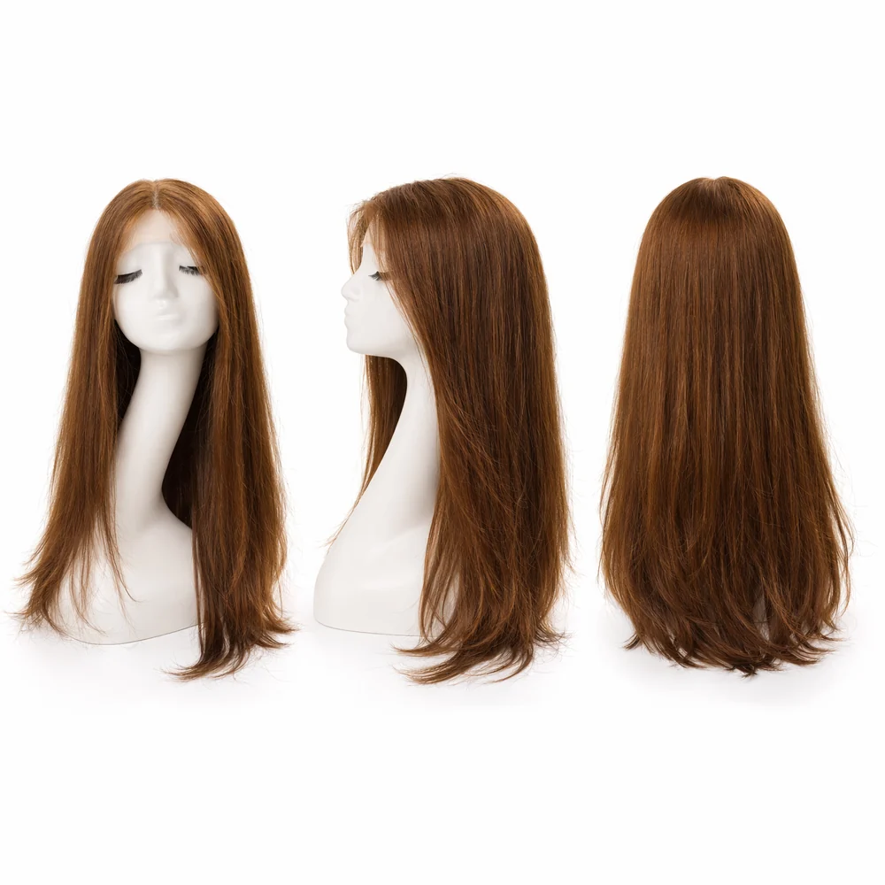 Perruque naturelle lisse Noisette — 65 cm — Front Lace Wig – Image 2