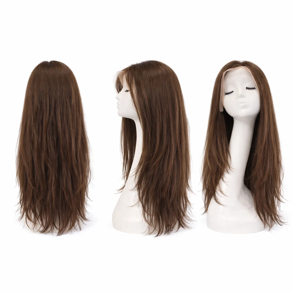 Perruque naturelle lisse Brun #2 — 80 cm — Front Lace Wig – photo 2