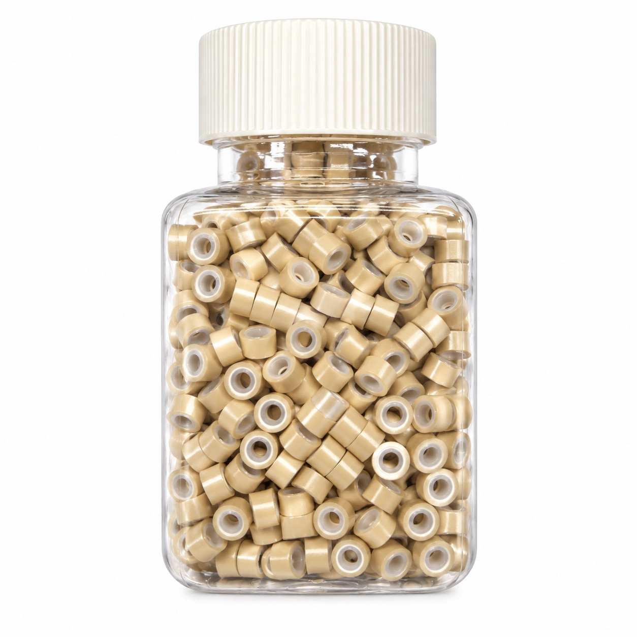 Anneaux silicone beige blond pour extensions à froid, boîte de 1 000