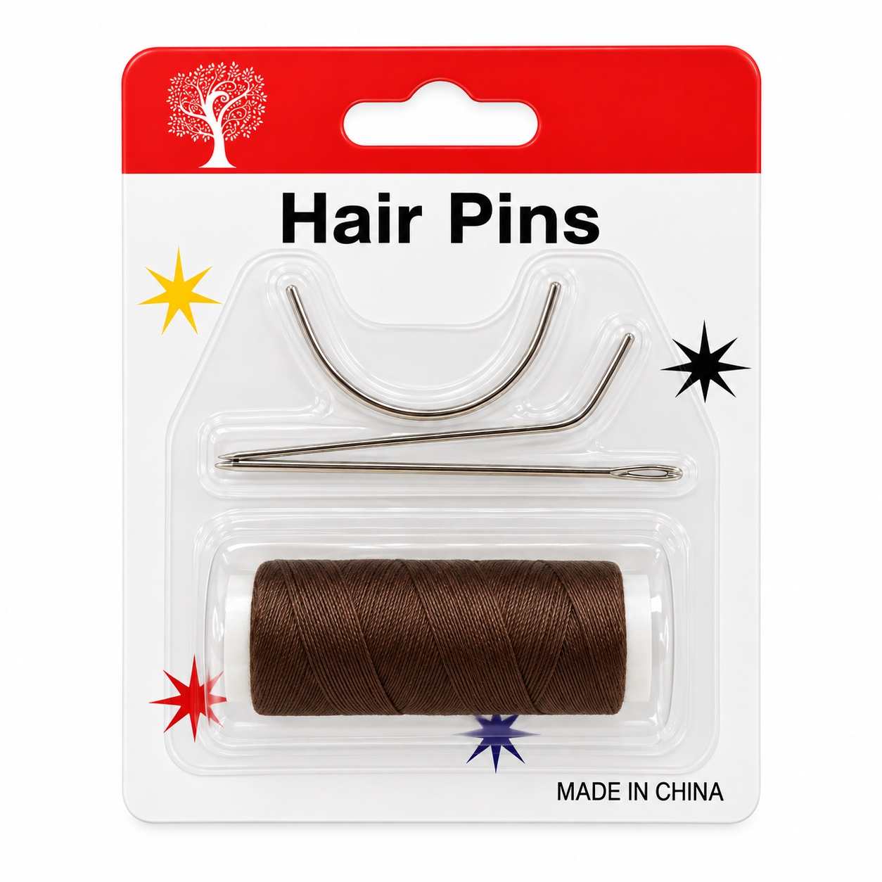 Fil à tissage marron avec aiguilles de tissage